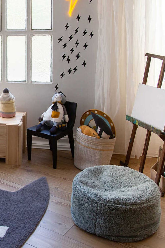 Lorena Canals puf Chill Vintage Blue – blød puf i blå