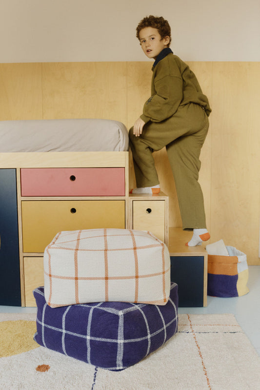 Lorena Canals puf Geo Block – Navy Blue