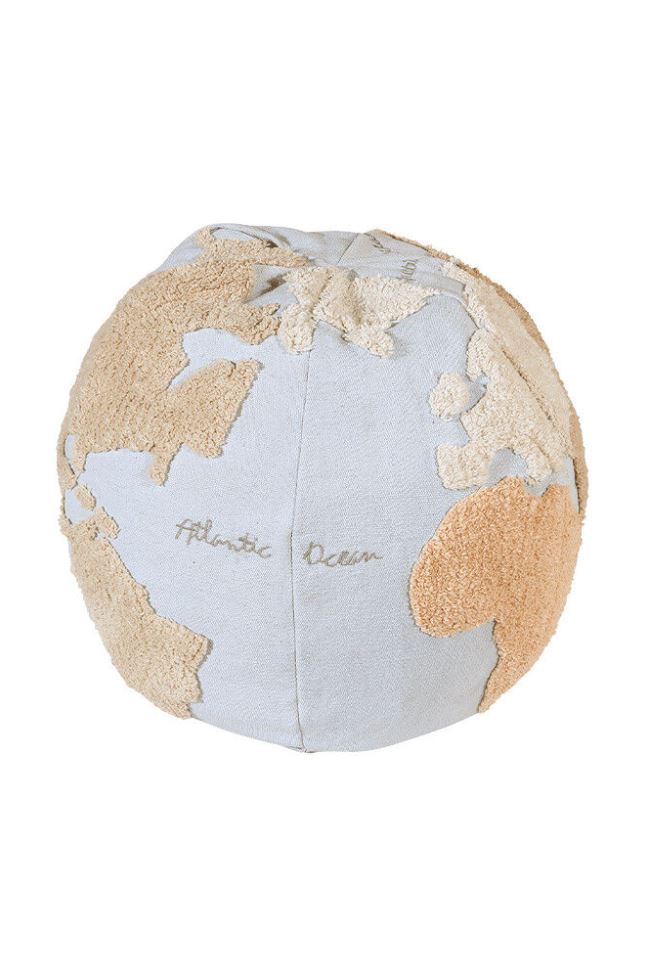 Lorena Canals puf World Map – blå verdenskortspuf