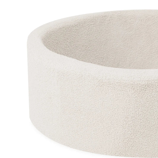 Plush Nest Boldbassin uden bolde, 90x30 cm, Rund, Cremefarvet Lammeskindslook