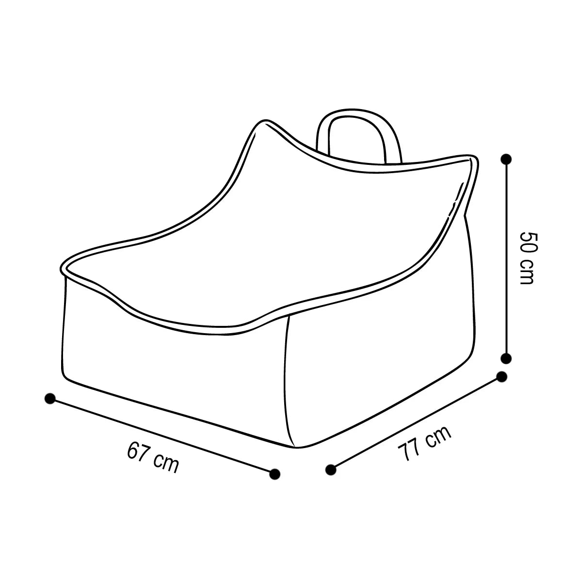 Plush Nest sækkestol Puffy Square – 77x67x50 cm, beige fløjl