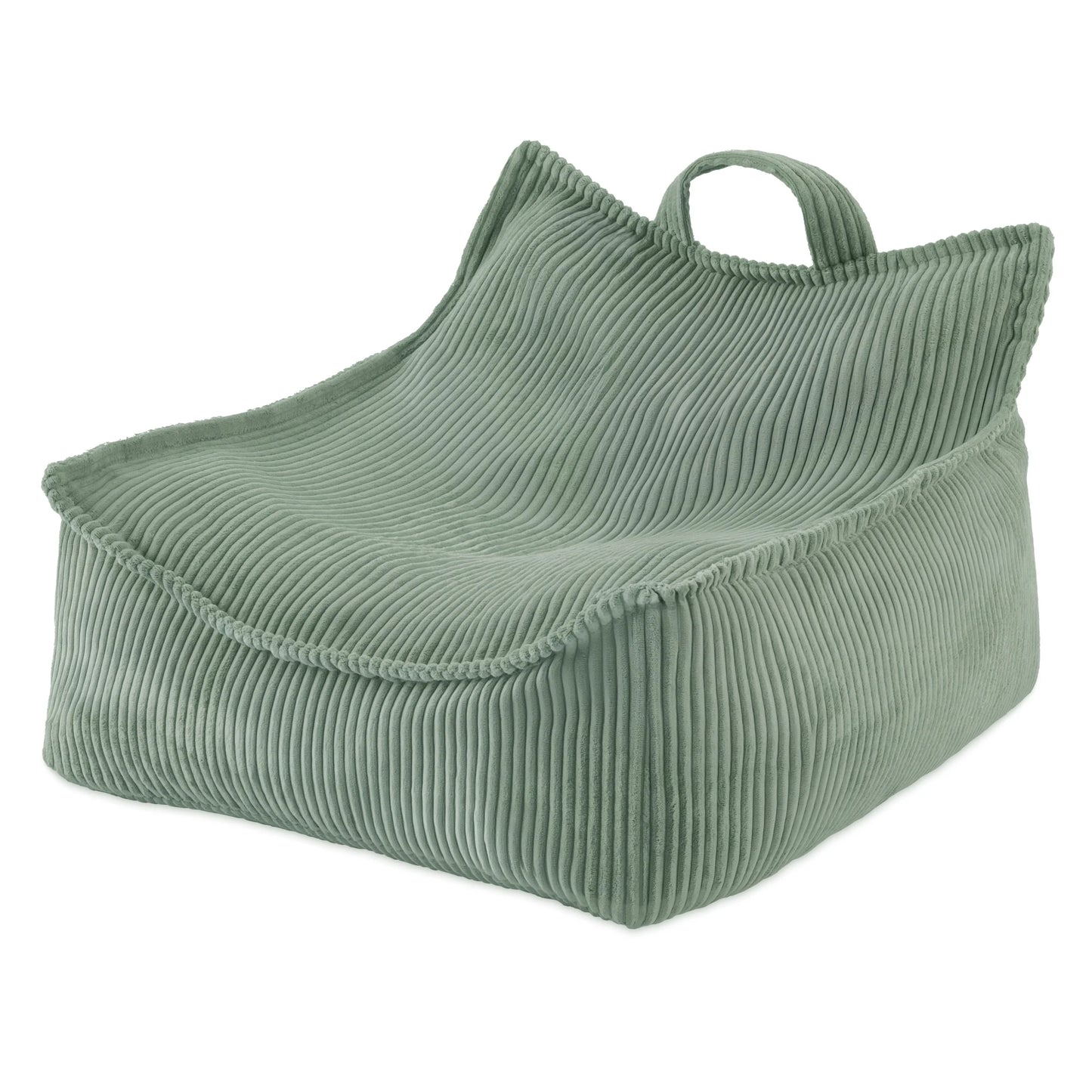 Plush Nest sækkestol Puffy Square – 77x67x50 cm, grøn fløjl