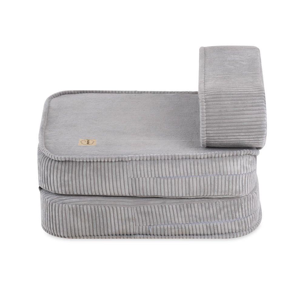Plush Nest mini-legesofa med liggefunktion, 150x60x25 cm, grå fløjl
