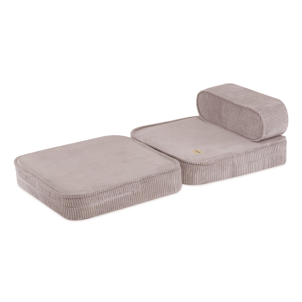Plush Nest mini-legesofa med liggefunktion, 150x60x25 cm, beige fløjl
