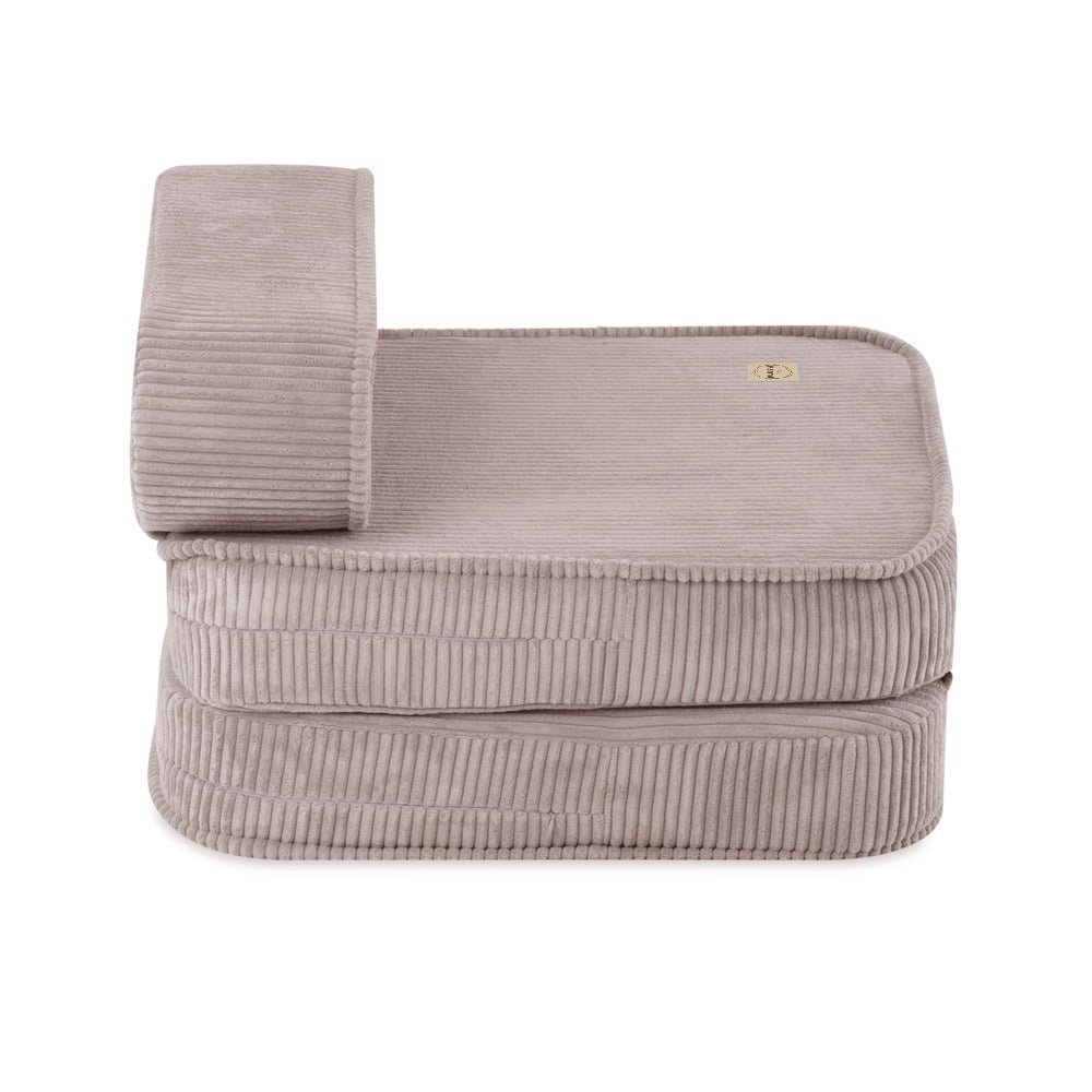 Plush Nest mini-legesofa med liggefunktion, 150x60x25 cm, beige fløjl