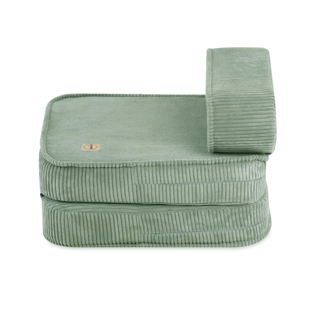 Plush Nest mini-legesofa med liggefunktion – 150x60x25 cm, grøn fløjl