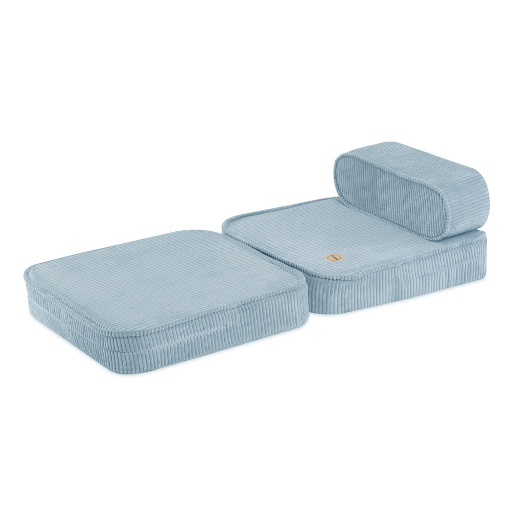 Plush Nest mini-legesofa med liggefunktion – 150x60x25 cm, blå fløjl