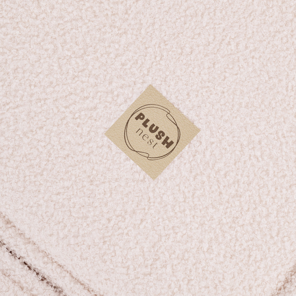 Plush Nest mini-legesofa med liggefunktion – 150x60x25 cm, creme lammeskind-look