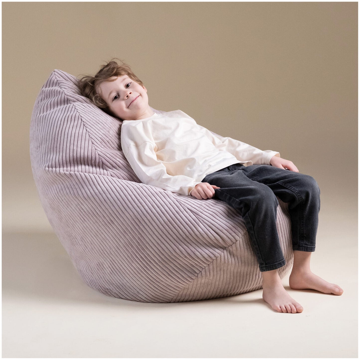 Plush Nest Sako sækkestol til børn – grøn, premium corduroy