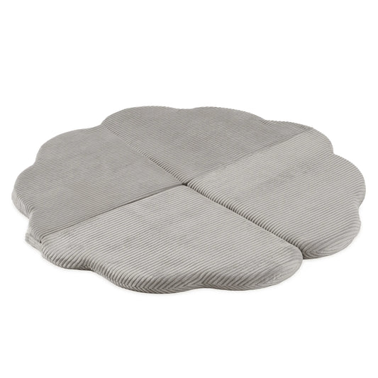 Plush Nest blomsterformet legemåtte “Fluffy Flower” – beige (115x115x5 cm, premium fløjl)
