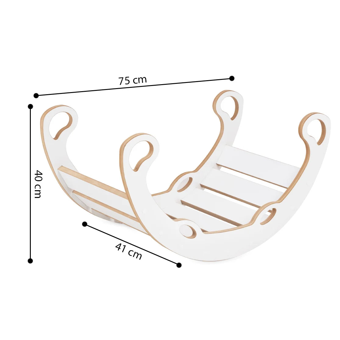 Plush Nest klatrebue XS Mini Rocker 2-i-1 med pude, lys beige/hvid – Wooden Play