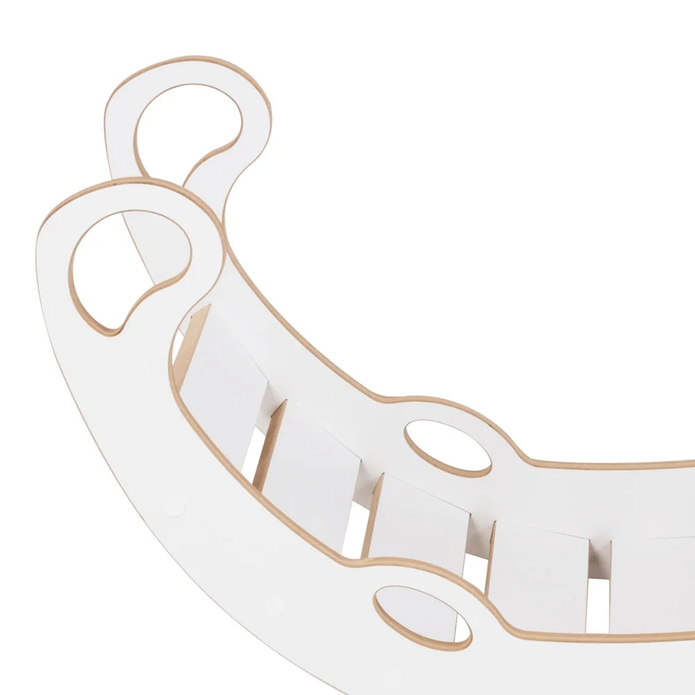 Plush Nest klatrebue XS Mini Rocker 2-i-1 med pude, lys beige/hvid – Wooden Play