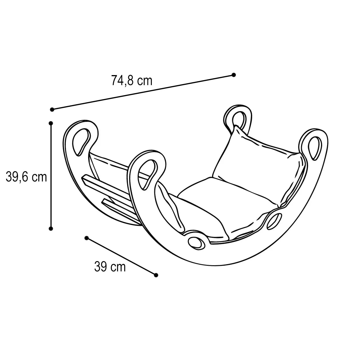 Plush Nest klatrebue XS Mini Rocker 2-i-1 med pude, lys grå/hvid – Wooden Play