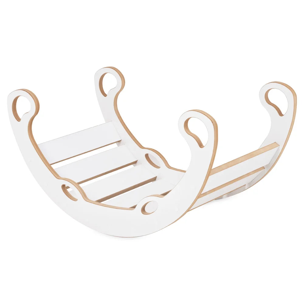 Plush Nest klatrebue XS Mini Rocker 2-i-1 med pude, lys grå/hvid – Wooden Play