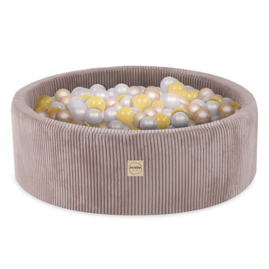 Plush Nest tumlesæt med 3 dele og stort boldbassin – Beige, premium fløjl