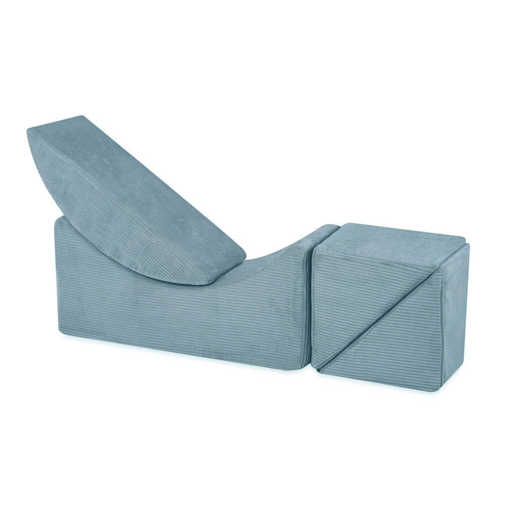 Plush Nest tumlesæt med 4 dele – Recliner 145x35x45 cm, blå premium fløjl