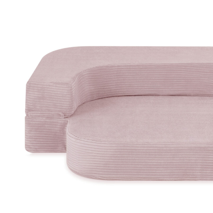 Plush Nest Foldie legesofa i fløjl 170 cm – lyserød