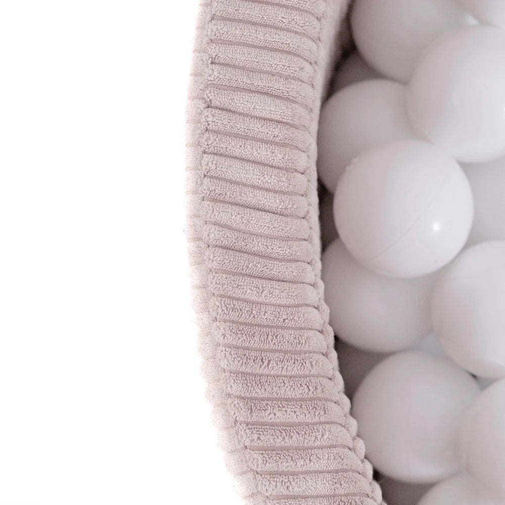Plush Nest Boldbassin med 200 bolde – Lyserød Bred Fløjl, 90x30 cm, Rund