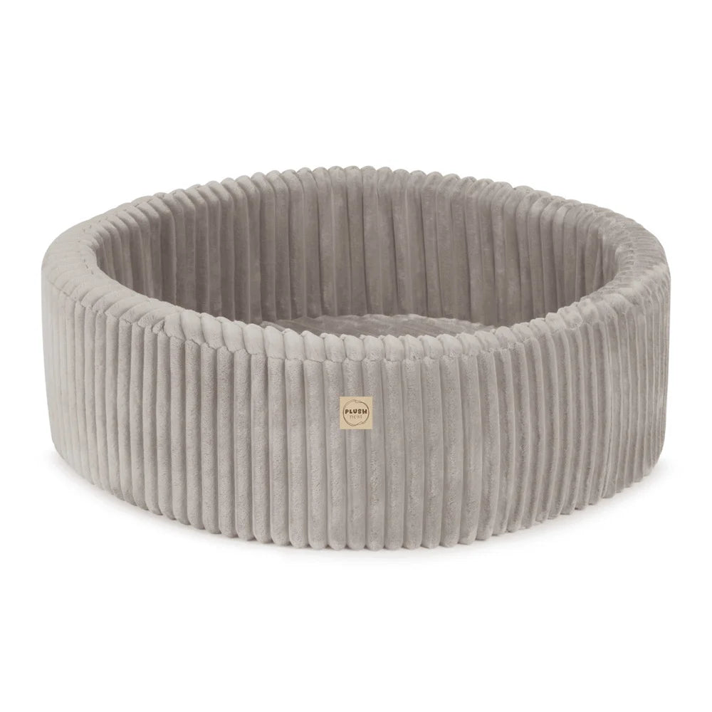Plush Nest Boldbassin med 200 bolde – Beige Puffy Lamell, 90x30 cm, Rund
