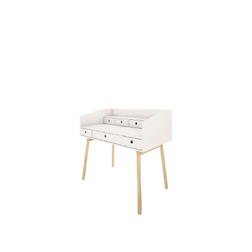 Wood Luck Design - River - skrivebord med 7 skuffer – hvid