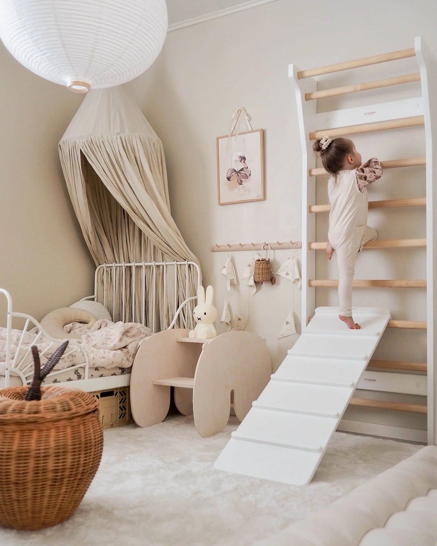 FitWood TAIMI MINI vægribbe – hvid/birk