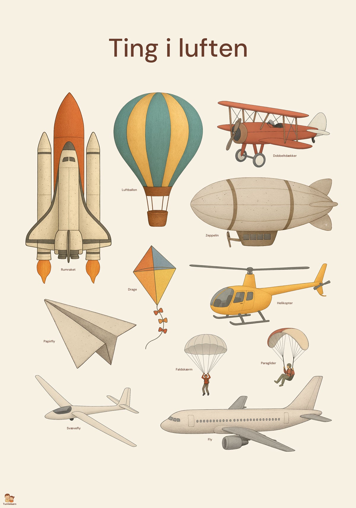 Ting i luften – Plakat i børnehøjde (35x50 cm)
