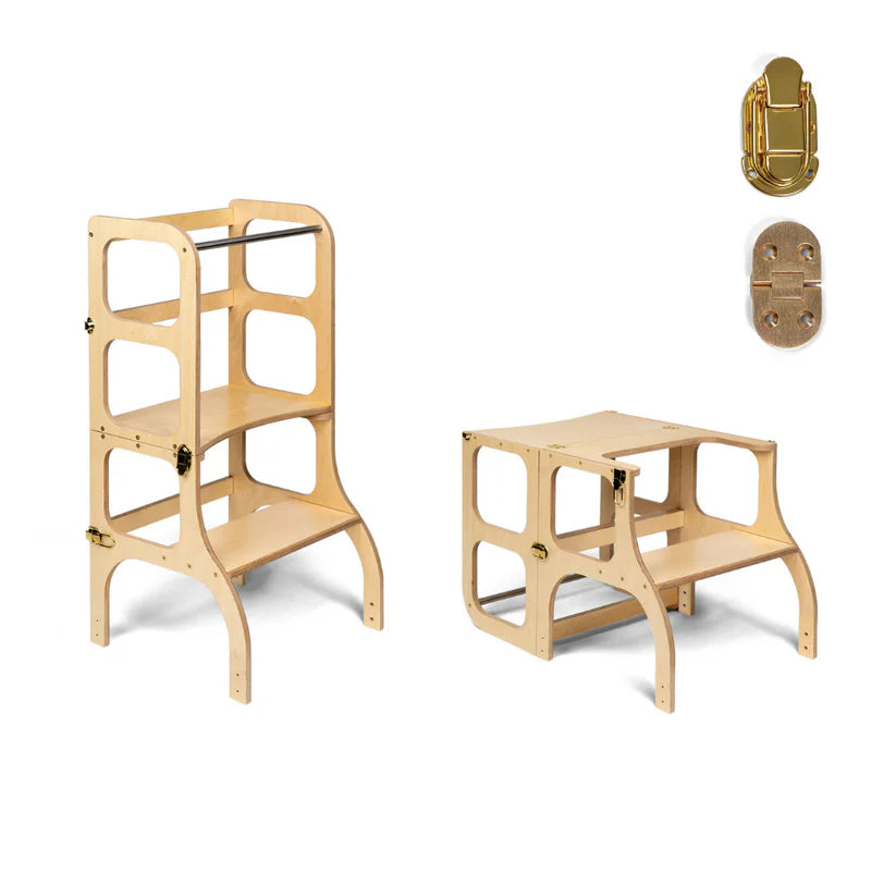 Ette Tete STEP’n’SIT® 2-i-1 læringstårn og bord – Naturtræ