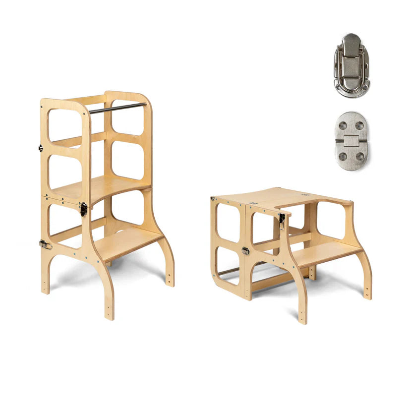 Ette Tete STEP’n’SIT® 2-i-1 læringstårn og bord – Naturtræ