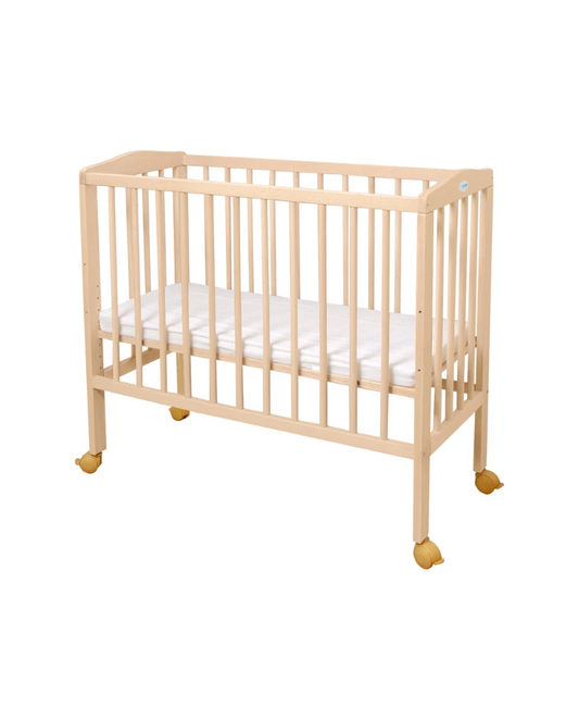 Waldin bedside crib 2-i-1 med madras – naturtræ