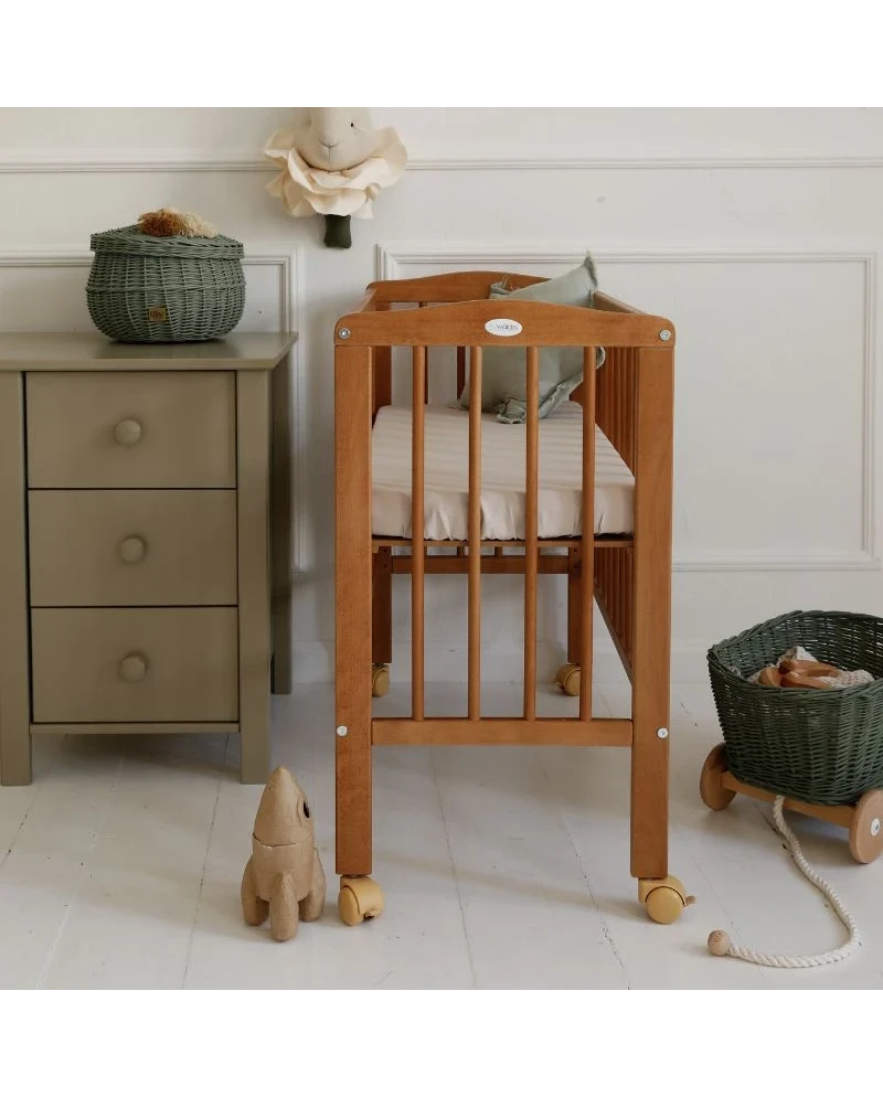 Waldin bedside crib 2-i-1 med madras – vintage