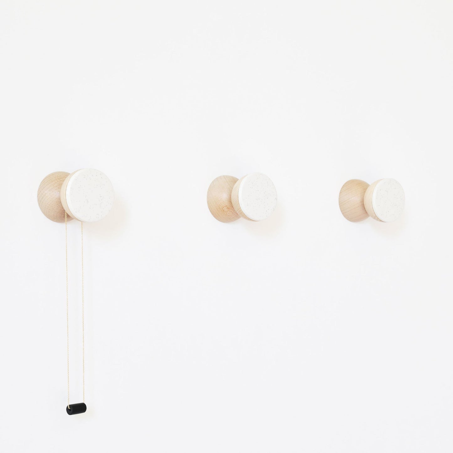 Beech Wood & Veramic Wall Hook / Knob - White Sand