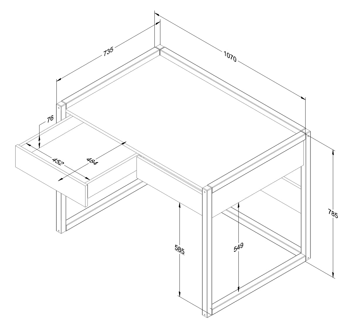 Wood Luck Design - Basic - skrivebord med skuffer – cashmere