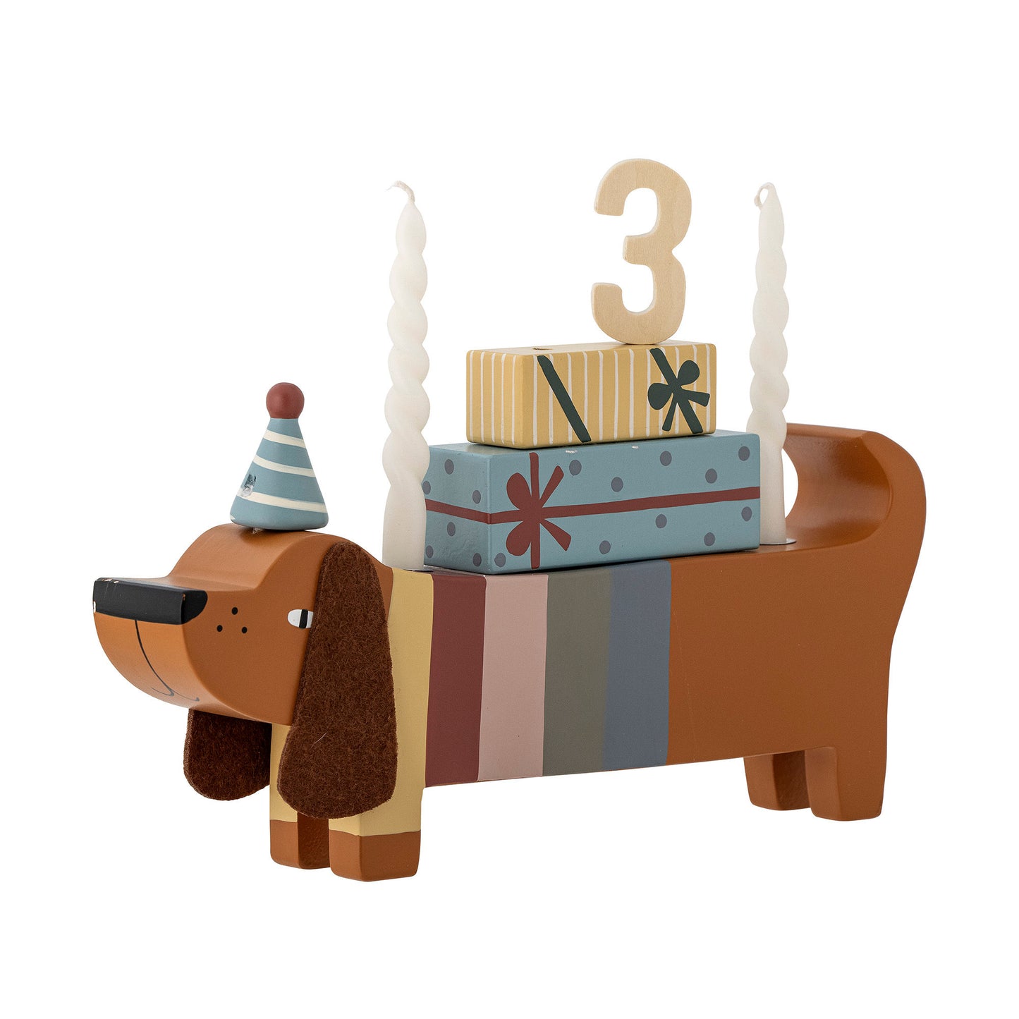 Bloomingville MINI Charlie fødselsdagsdekoration – Hund i brun FSC®-certificeret MDF