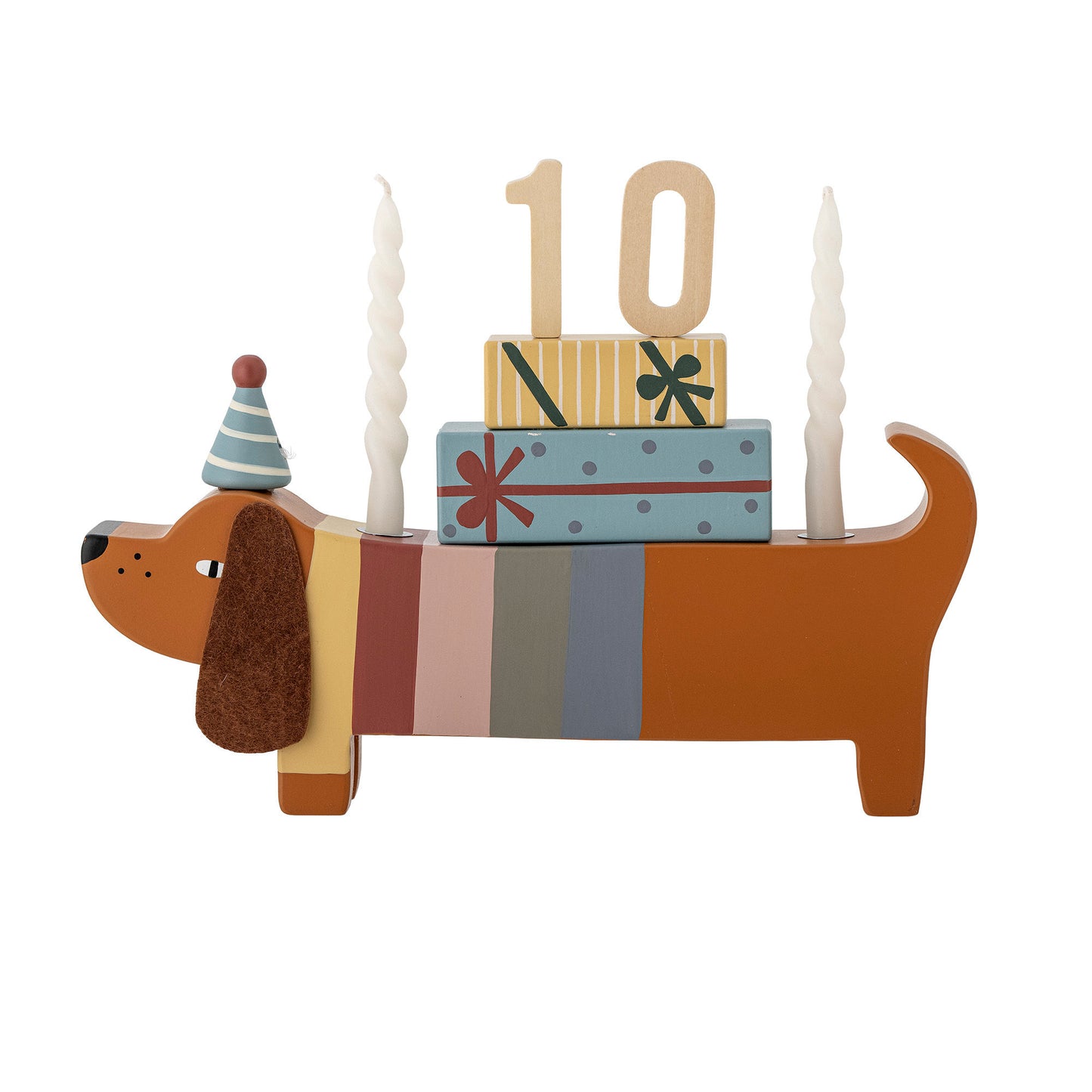 Bloomingville MINI Charlie fødselsdagsdekoration – Hund i brun FSC®-certificeret MDF