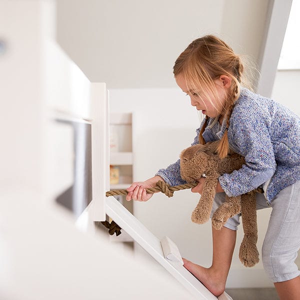 LIFETIME Kidsrooms Breeze halvhøj seng med klatretrappe og rutsjebane – 90 x 200 cm