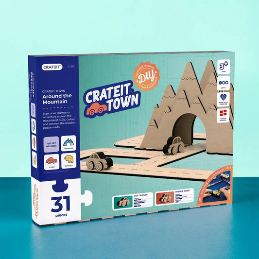 Around the Mountain – Colour-Your-Own Wooden Road Play Set