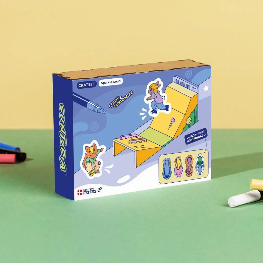 Spark & Loud – Colour-Your-Own Wooden Skatepark Play Set