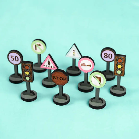 Traffic & Road Signs – Colour-Your-Own Wooden Sign Set