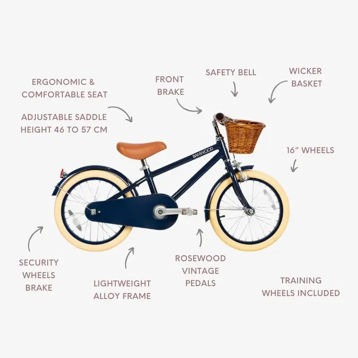 Banwood Classic børnecykel 16" Vintage til børn – Navy