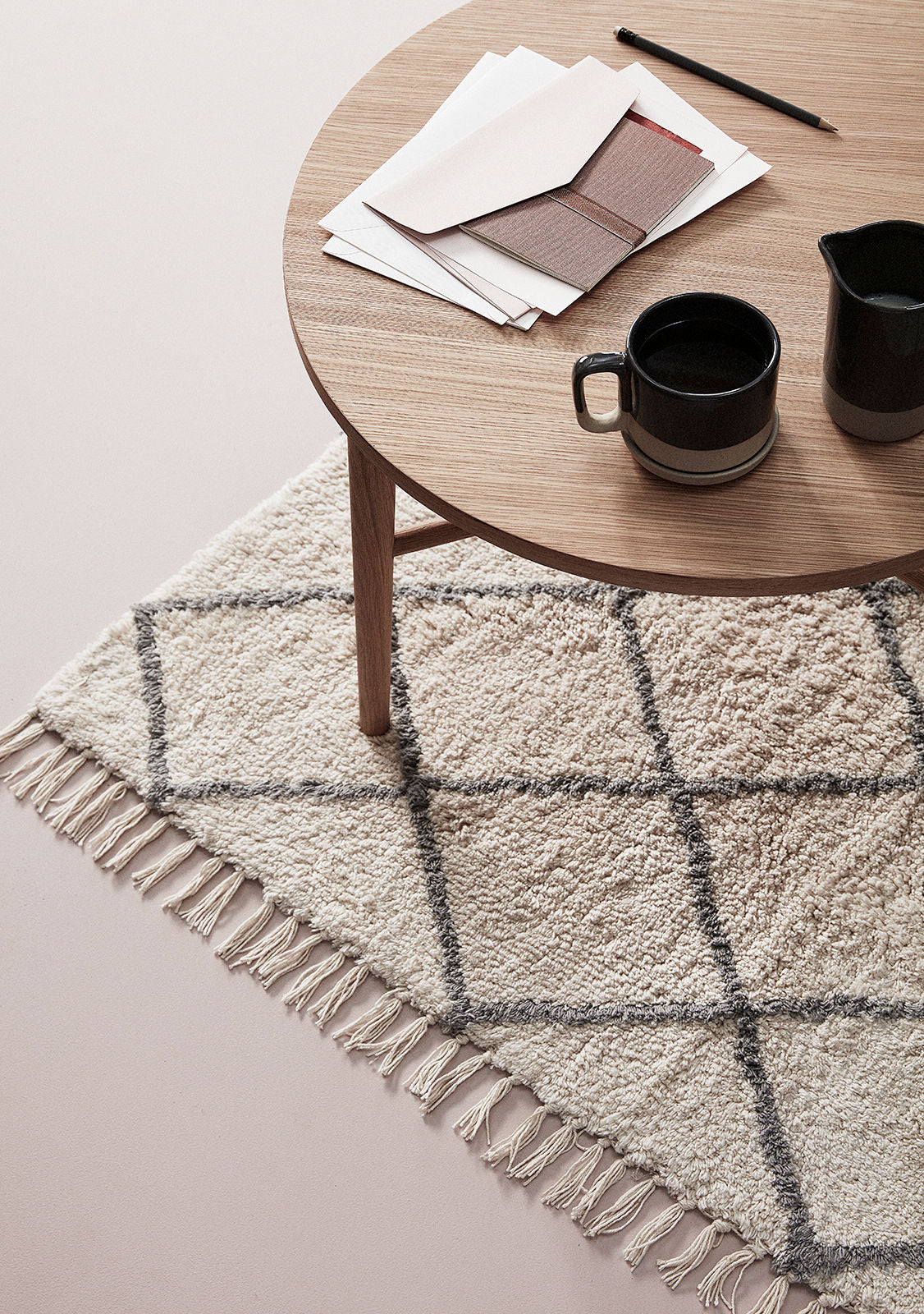 Hübsch tæppe – Rhomb Small Off white (90×150)