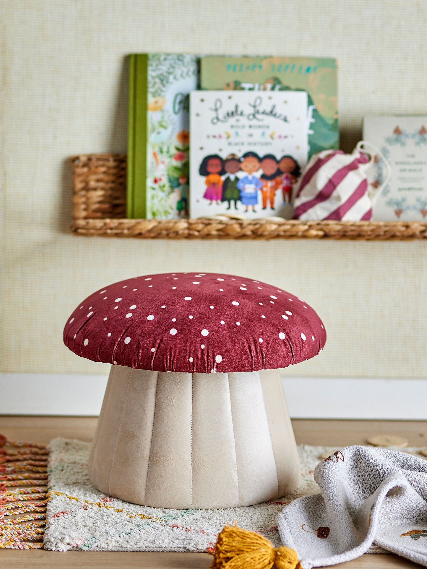 Bloomingville MINI Lue Puf, Rød, Polyester