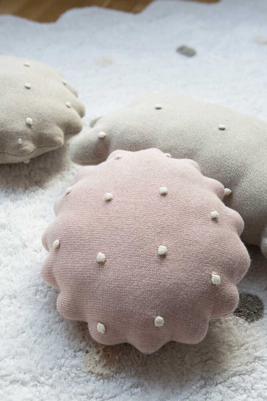 Lorena Canals rund strikket pude – Biscuit Pink
