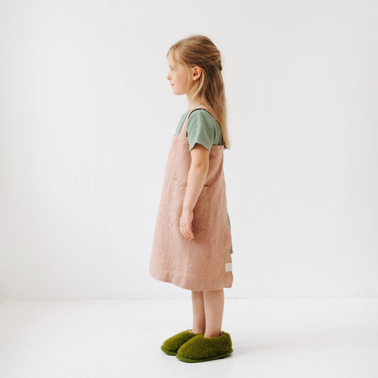 Linen Pinafore Apron for Kids - Cafe Creme