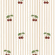 Little Cherries on Beige Stripes Wallpaper