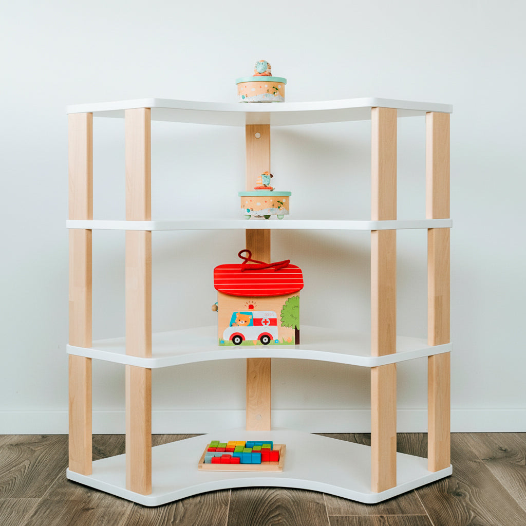 One Little Pine Modulær Montessori Hjørnereol – 4 Hylder