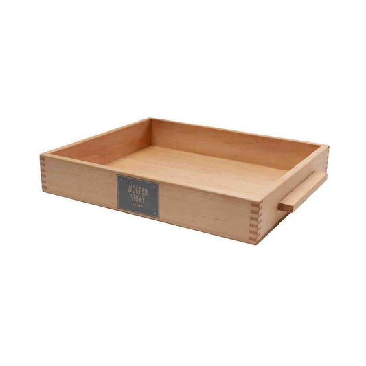 Wooden Story Montessori-bakke med håndtag, sand og tilbehør