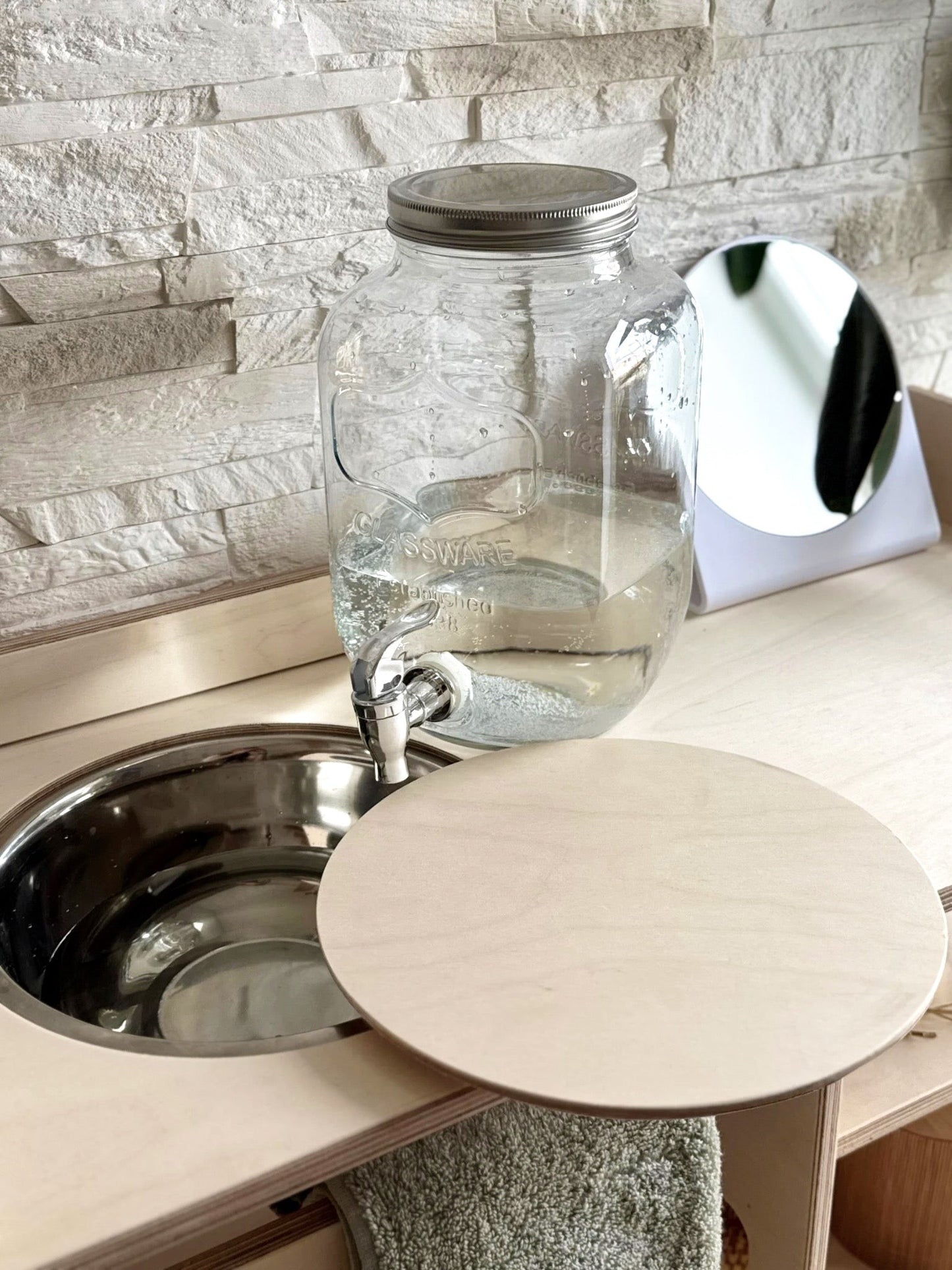 Montessori Wooden Washbasin With Storage for Kids - Large