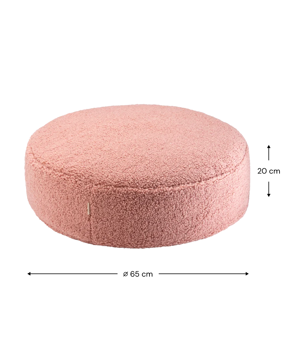 Wigiwama rund puf i teddy – Guava Pink