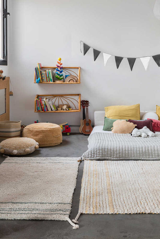 Lorena Canals vendbart vaskbart gulvtæppe Twin Vintage Blue 80 x 140 cm