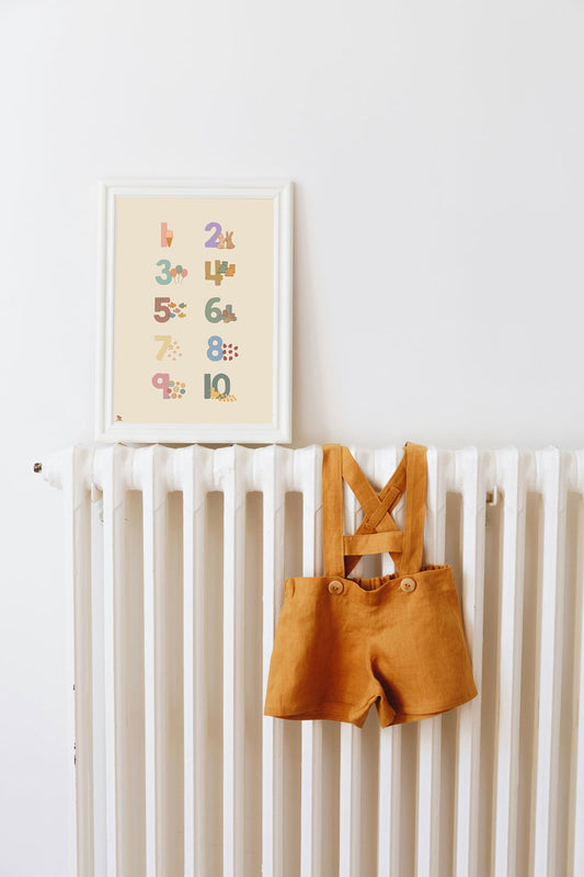 Talplakat 1-10 – læring i børnehøjde (35x50 / 50x70 cm)